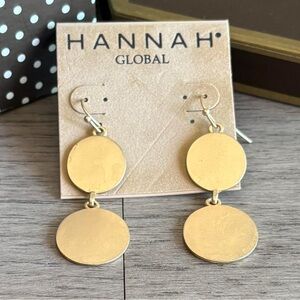 Elegant Gold Double Disc Drop Earrings